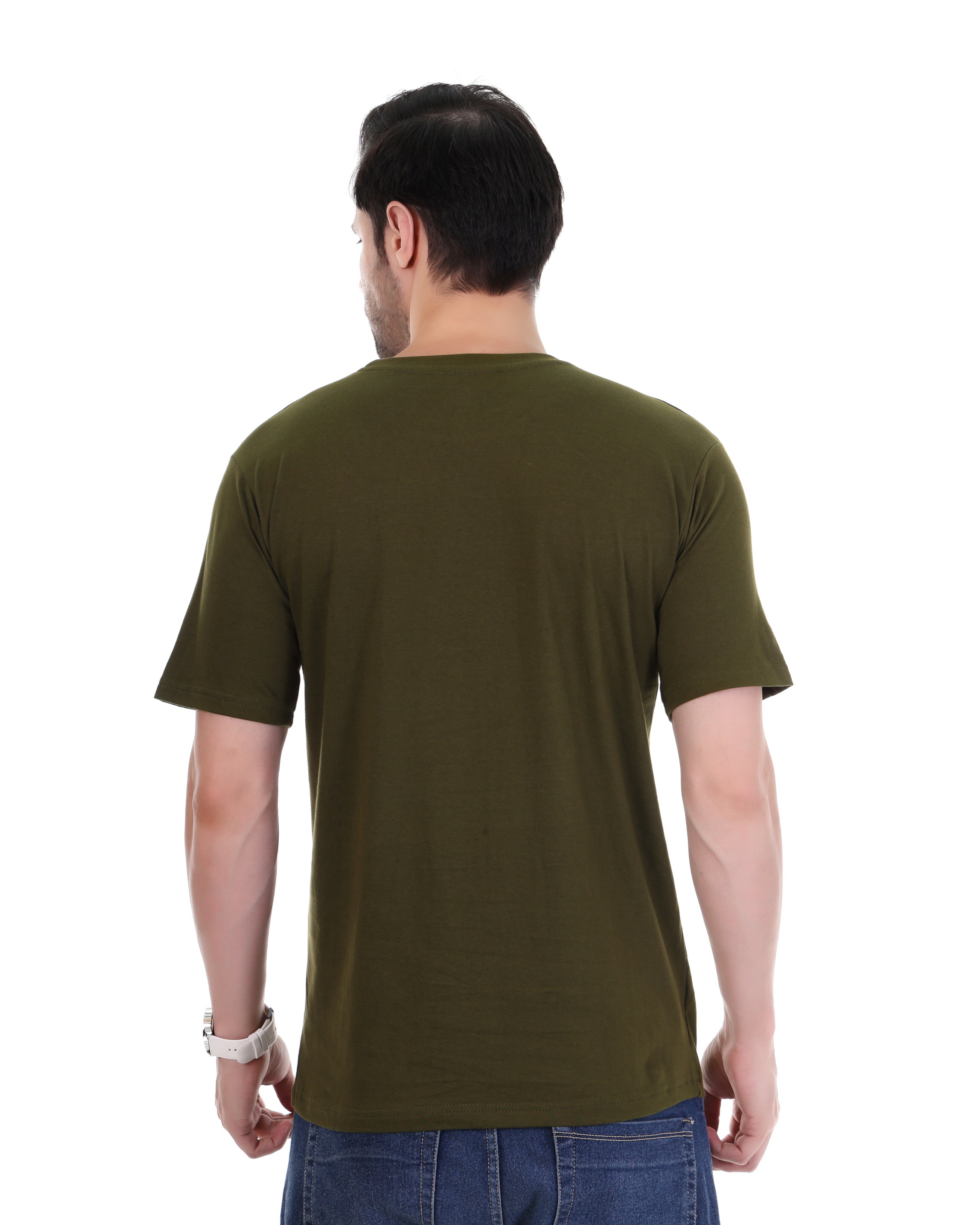 Men's Olive Green Motivational T-Shirt – "Don't Give Up" Graphic Print